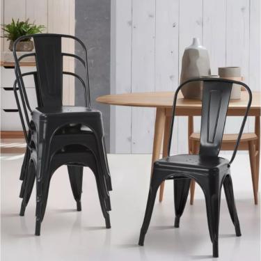 Imagem de Kit Com 2 Cadeira Tolix Iron Aço Carbono Industrial - Preto Brilhante