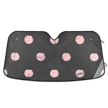 Imagem de Persianas de pára-brisas vintage pretas de bolinhas cor-de-rosa, para-sol para carro, para-brisa dobrável, viseiras de sol para carro, SUV, acessórios de janela de carro