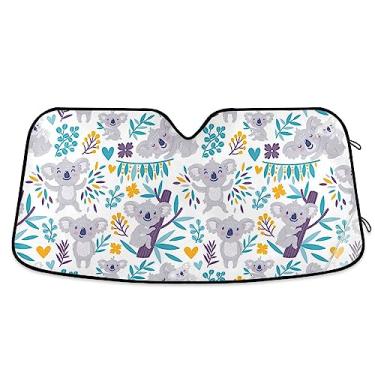 Imagem de Bonitos ursos coalas e escudo solar floral para para-brisas, proteção solar de janela de carro para carro, caminhão, SUV