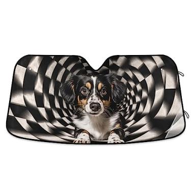 Imagem de Persianas de para-brisa geométricas pretas e brancas para filhotes, persianas de janela de carro, para veículos, acessórios de verão de carro