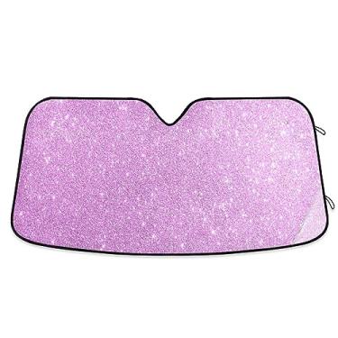 Imagem de Para-brisa bloqueador solar de carro roxo lavanda com glitter, protetor solar automotivo com proteção UV, persiana dobrável para janela de carro, caminhão, SUV, acessórios de carro