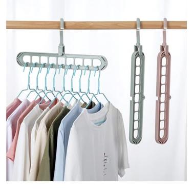 Imagem de Cabide dobrável com vários furos para economizar espaço, organizador giratório para dormitório, casa, guarda-roupa, armazenamento