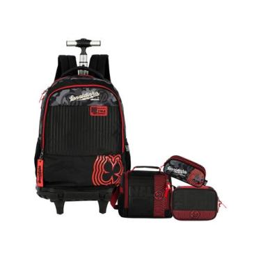 Imagem de Kit Enaldinho Mochila Roda + Lancheira + Estojo Box e Triplo - Luxcel,