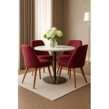 Imagem de Kit 6 Capas Cadeira Concha Estofada Encosto Curvo Sala Jantar Cor:Bord