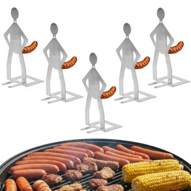 Imagem de Marsrut 5 peças Engraçado Assador de Salsicha 2025 Novo, Suporte Portátil de Salsicha de Churrasco para Camping, Suporte de Cachorro-Quente de Metal, Suporte de Salsicha de Churrasco de Aço Inoxidável
