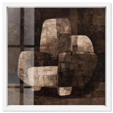 Imagem de Monolithic Seat I Shadowbox Print Boho Brown Wall Art por Art Remedy, moldura branca, 17 x 17