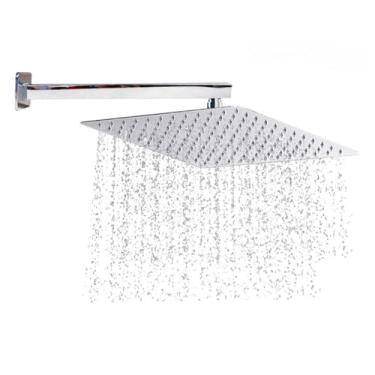 Imagem de Ducha Inox Chuveiro Quadrada 20x20 cm, Cano 30 cm(20 * 20cm Inox 304)