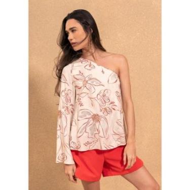 Imagem de Blusa Estampada De Um Ombro Só Com Manga Longa-Feminino