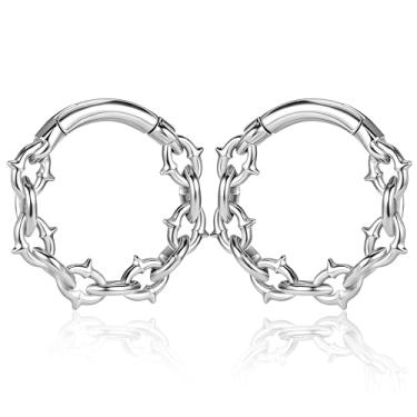 Imagem de Maxbott 2 peças de ganchos de orelha de elos de corrente para alargadores de ouvido esticados 2G 0G calibres expansores de aço inoxidável brincos de piercing feminino masculino joias modernas, 5mm