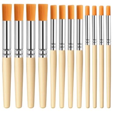 Imagem de 12 pincéis de estêncil de madeira para tinta acrílica, pincéis de estêncil de cerdas naturais para estêncil, conjunto de 3 tamanhos para pintura de estêncil, acrílico, óleo, aquarela, artesanato DIY