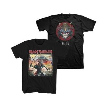 Imagem de Camiseta Masculina Escura Solta Com Estampa Gráfica Iron Maiden Rock V