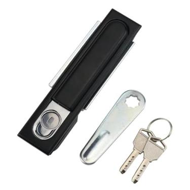 Imagem de Liga de zinco preto interruptor plano armário fechadura caixa de distribuição equipamento caixa elétrica fechadura 1 peça