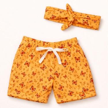 Imagem de Shorts com Faixinha Minimalista para Bebês até 12 Meses Cor:borboletaT