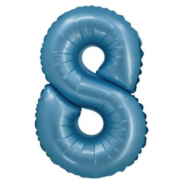 Imagem de BALAO CROMADO C/CANUDO 16" AZUL NUMERO 8