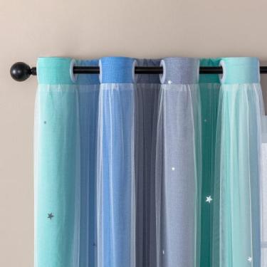 Imagem de Cortinas XiDi Arcoíris BluGrenGrey-34-54 para Decoración de Dormitorio