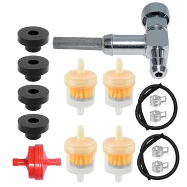 Imagem de Hippotech Válvula de desligamento de combustível e bucha de tanque de gás de combustível compatível com McCulloch Troy Bilt MTD Craftsman Coleman Generator com kit de filtro de combustível de linha de