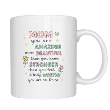 Imagem de EZCLASSY - Caneca de presente com citação de incentivo – Caneca de café de afirmação positiva para melhor amiga, filha, mãe, irmã – Presente motivacional floral fofo para aniversário, Natal, amizade