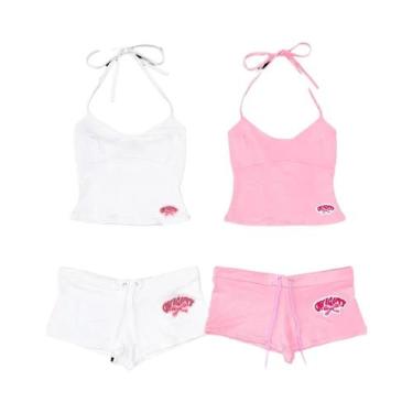 Imagem de Conjunto De Verão Sexy Para Mulheres Com Top Halter E Shorts Em Duas P