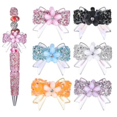 Imagem de 6 peças de contas de laço de strass para canetas, contas coloridas com laço para canetas com contas, contas extravagantes, chaveiros faça-você-mesmo joias fazendo berloques suprimentos