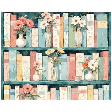 Imagem de Kit de pintura floral por números para adultos – Livros DIY e vasos floridos pintura em tela, conjunto de tinta acrílica, adequado para iniciantes, arte para decoração de casa ou presentes (moldura de