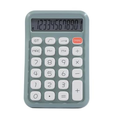 Imagem de Calculadora fofa Tela LCD grande de 12 dígitos Botão redondo grande Calculadora colorida de doces adequada para escritório, escola, casa para crianças, estudantes, contador (Verde)
