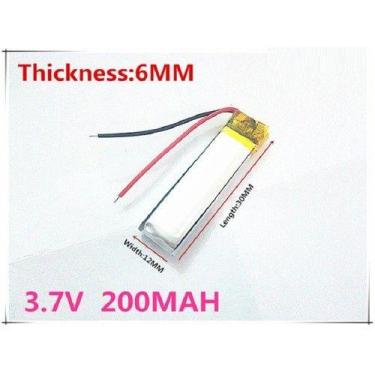 Imagem de Bateria 601230 3,7v 200mah 6mm X 12mm X 30mm 2 Fios - KMIG