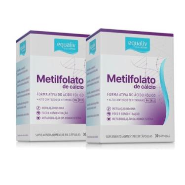 Imagem de Kit 2 Metilfolato de Cálcio Vitamina B6 E B12 30 Cápsulas Equaliv