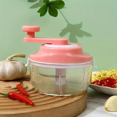 Imagem de Espremedor manual de alho com alça rotativa – Triturador de alho de plástico e moedor de gengibre, ferramenta de cozinha sem BPA para preparação de alimentos (rosa)