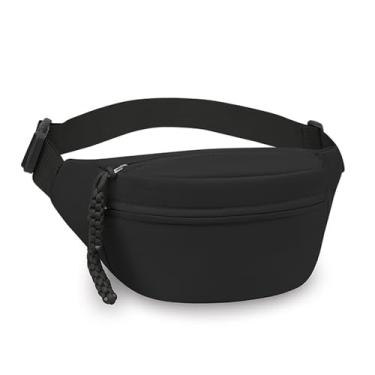 Imagem de Pochete para homens e mulheres, bolsa de cintura transversal, bolsa de cinto para viagem, corrida, ciclismo, fácil de carregar qualquer telefone, carteira, Preto, Bolsa de peito unissex