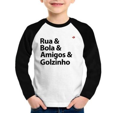 Imagem de Camiseta Raglan Infantil Rua & Bola & Amigos & Golzinho Manga Longa - 