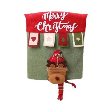 Imagem de Capa De Cadeira De Natal Com Papai Noel, Boneco De Neve E Rena, Decora