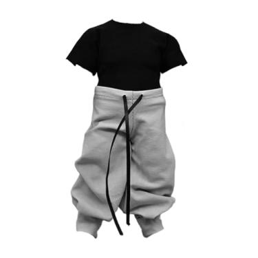 Imagem de Esquirla Conjunto de calça de moletom e camisa de manga curta em escala 1:12 para bonecas em miniatura, ideal para figuras femininas de 15 cm (6 polegadas).