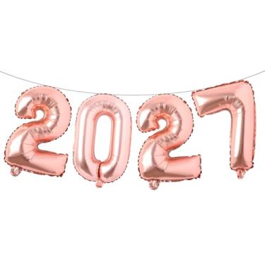 Imagem de Balões de alumínio número 2027 de 40,6 cm para festa de ano novo, decorações de formatura, decoração de escritório em casa (ouro rosa 2027)