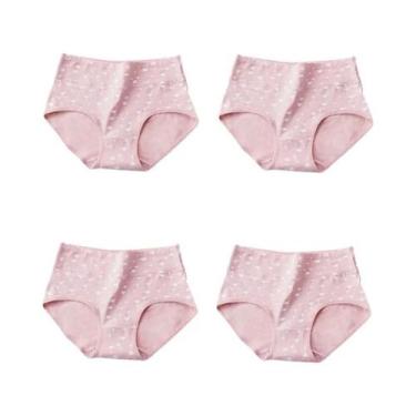 Imagem de Calcinhas De Algodão plus Size De Cintura Alta, 4 Peças, Sem Costura E