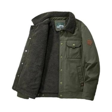 Imagem de Jaqueta De Inverno Masculina Em Fleece, Grossa, Quente, À Prova De Ven