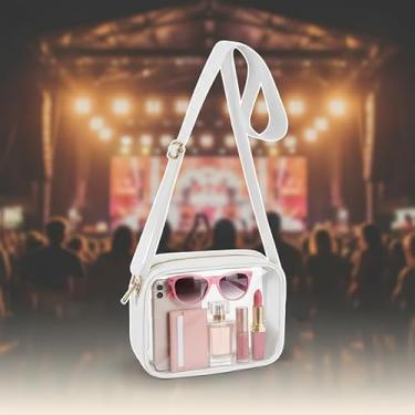 Imagem de Bolsa feminina transparente e bolsa transversal com alça ajustável – ideal para shows, jogos e uso diário (branca)