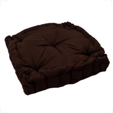 Imagem de Almofada Futon Turca Espaçosa 40x40x10 Macia e Alta Com Enchimento Algodão e Poliéster Tipo Oxford(Marrom)