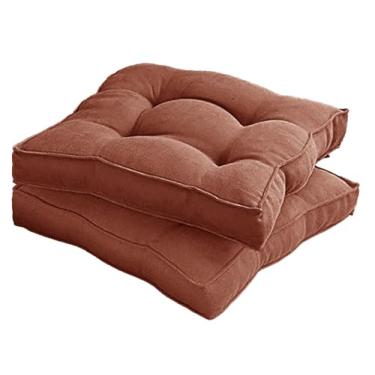 Imagem de Almofada Assento para Cadeira Futton (Kit 1/2/4) – Polialgodão Respirável 8cm de Altura, Almofada de Chão Quadrada Estilo Turca para Cozinha, Jantar e Escritório(Vermelho,50x50cm 2pcs)