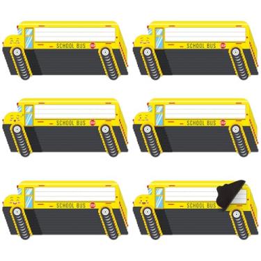 Imagem de 60 etiquetas magnéticas de nome adesivas magnéticas apagáveis a seco reutilizáveis adesivos de placa de identificação de ônibus escolar para crianças, professores, sala de aula, escritório, mesas de