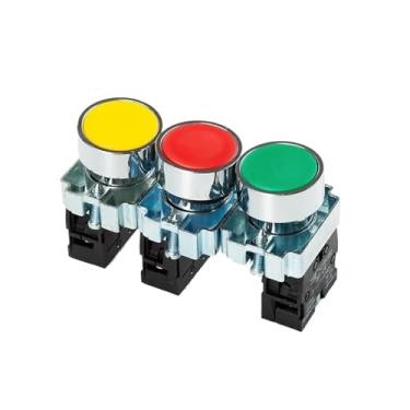 Imagem de Interruptor de botão de auto-redefinição XB2 cabeça de cogumelo pequena parada de emergência botão de 22 mm botão de início de avanço em XB2-BA31 XB2-BA42 (chave de três marchas)