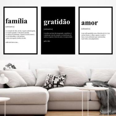 Imagem de Kit 3 Quadros Significado Família E Amor 33X24 Moldura Preta