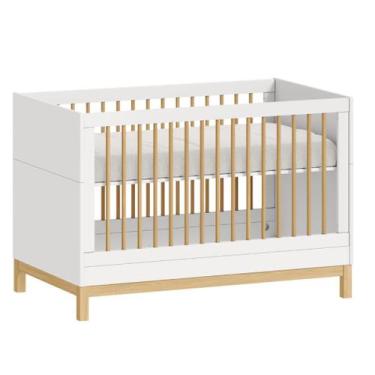 Imagem de Berço 2 em 1 Cozy  Branco com Carvalho Malva - Quater