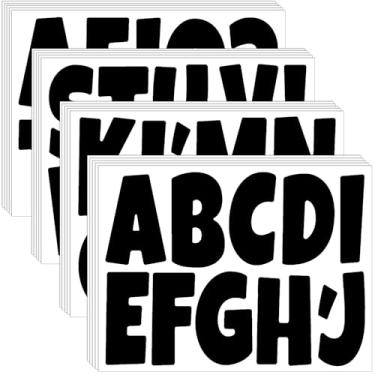 Imagem de Bemeol Letras para quadro de avisos, 462 peças, adesivos de letras do alfabeto de 10 cm, letras recortadas para cartaz, decoração de casa, sala de aula, escola, (preto)