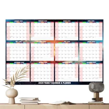 Imagem de Calendário Anual 2026-61 X 86 Cm De Verificação Apagável A Seco Dupla Face - Calendário De Parede Anual | Para Hábitos Leitura Estudo Tarefas Limpeza Exercício Aniversário E