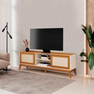 Imagem de Rack 100% MDF para Tv 75 Polegadas com Portas em Tela Rattan Andros - 