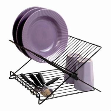 Imagem de Escorredor de Loucas Preto Dobravel Pratos e Talheres - Instare, Preto