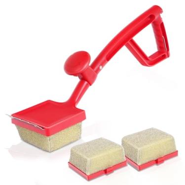 Imagem de SHINESTAR Kit de limpeza de chapa sem cerdas – Escova de churrasqueira a vapor com 2 cabeças de substituição e raspador para grelhas de ferro fundido e aço inoxidável, excelentes ferramentas de