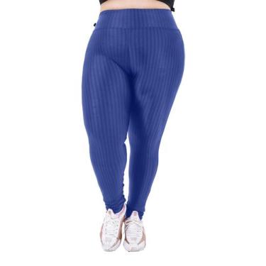 Imagem de Legging Cirre 3d Plus Size Cós Alto Brilho Poliamida - ASHYC, Azul mar