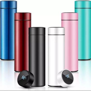 Imagem de Garrafa térmica lisa portátil com led e resistente a quedas, garrafa d