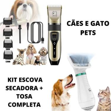 Imagem de Portátil E Silencioso 2 Em 1 Pet Grooming Secador De Cabelo+Kit Maquin